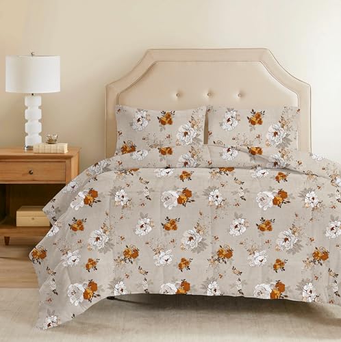Image of Amazon Brand - Umi Reversible Super Soft Single Bed AC Comforter /Blanket /Quilt /Rajai 220 GSM Microfiber Diamond Stitch (90 inch x 60 inch Inches /228cm x 152cm) - Comforter Single Bed|Cream & Brown & White