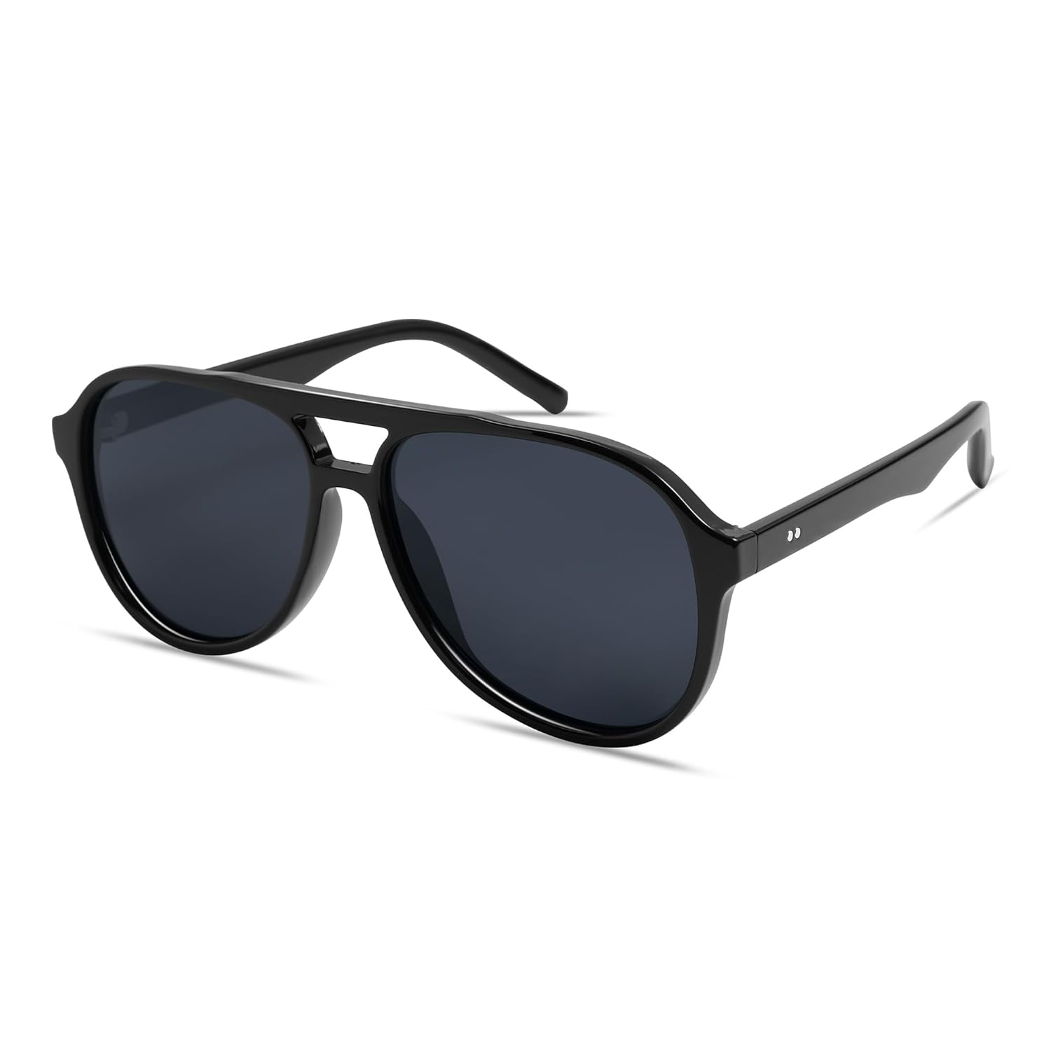 Polarized Square Aviator Sunglasses for Women Mens 70s Retro Double Bridge Sunnies AP3654