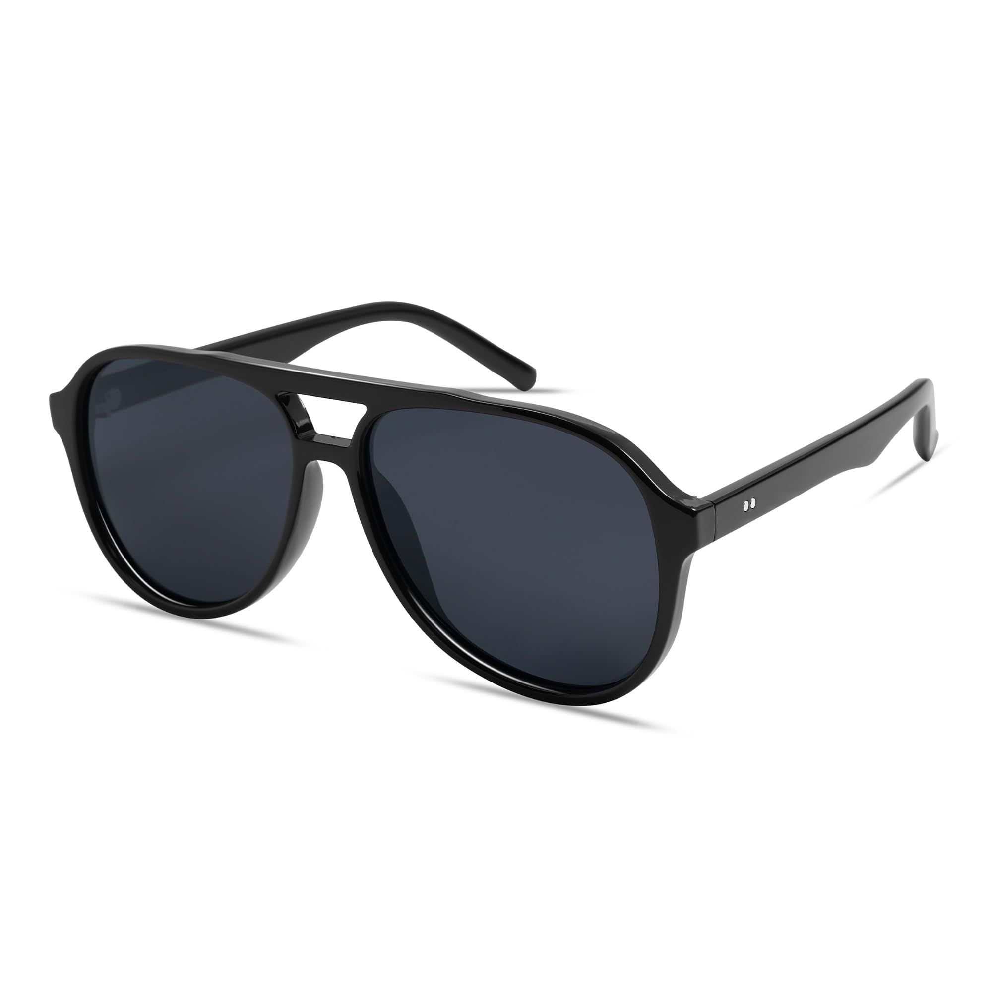 Polarized Square Aviator Sunglasses for Women Mens 70s Retro Double Bridge Sunnies AP3654