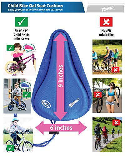 Winningo Gel Kids Bike Seat Cushion Cover, Anti-Slip Child Bike Seat Cover Comfortable Adjustable Small Bicycle Saddle Pad, 9'' X 6'' #TOP1