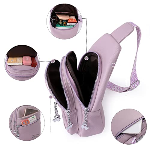 Myhozee Sling Bag Damen Klein Brusttasche PU Leder Schultertaschen Handy Umhängetasche Crossbag Umhängen für Outdoorsport, Wandern, Radfahren, Reisen