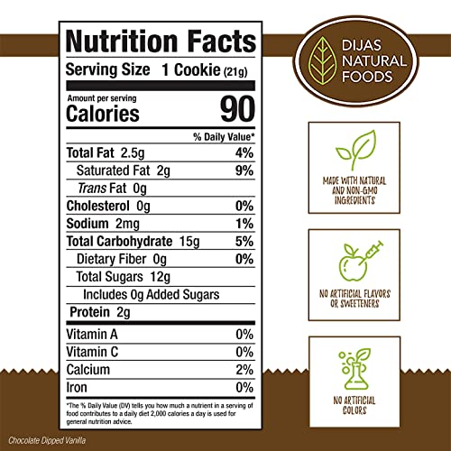 Dijas Natural Foods, Crunchy Fat Free Biscotti Cookie, All Natural Preservative Free Ingredients, Delicious Low Calorie Snack (5 Ounces, Chocolate Chipped Vanilla) #TOP1