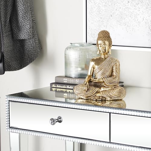 Escultura decorativa Buda de Polystone dorada 6 x 4 x 8 pulg miniatura 3