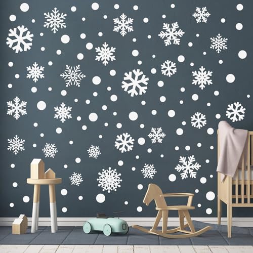 Zhanmai 200 Pcs/ 10 Sheet Christmas Snowflake Wall Decal White Window Cling
