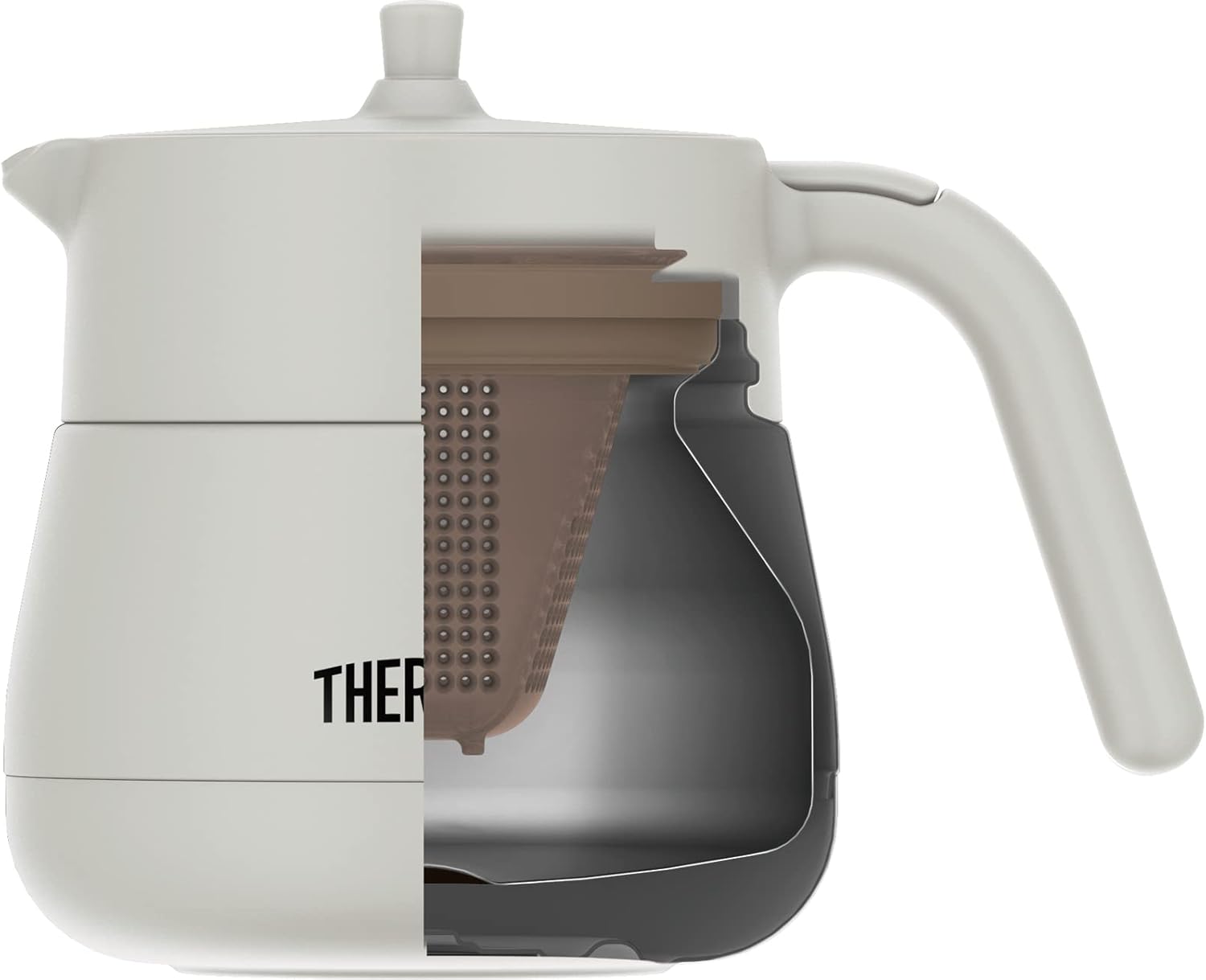 Thermos TTE-450 LGY Vacuum Insulated Teapot with Strainer, 15.9 fl oz (450 ml), Light Gray