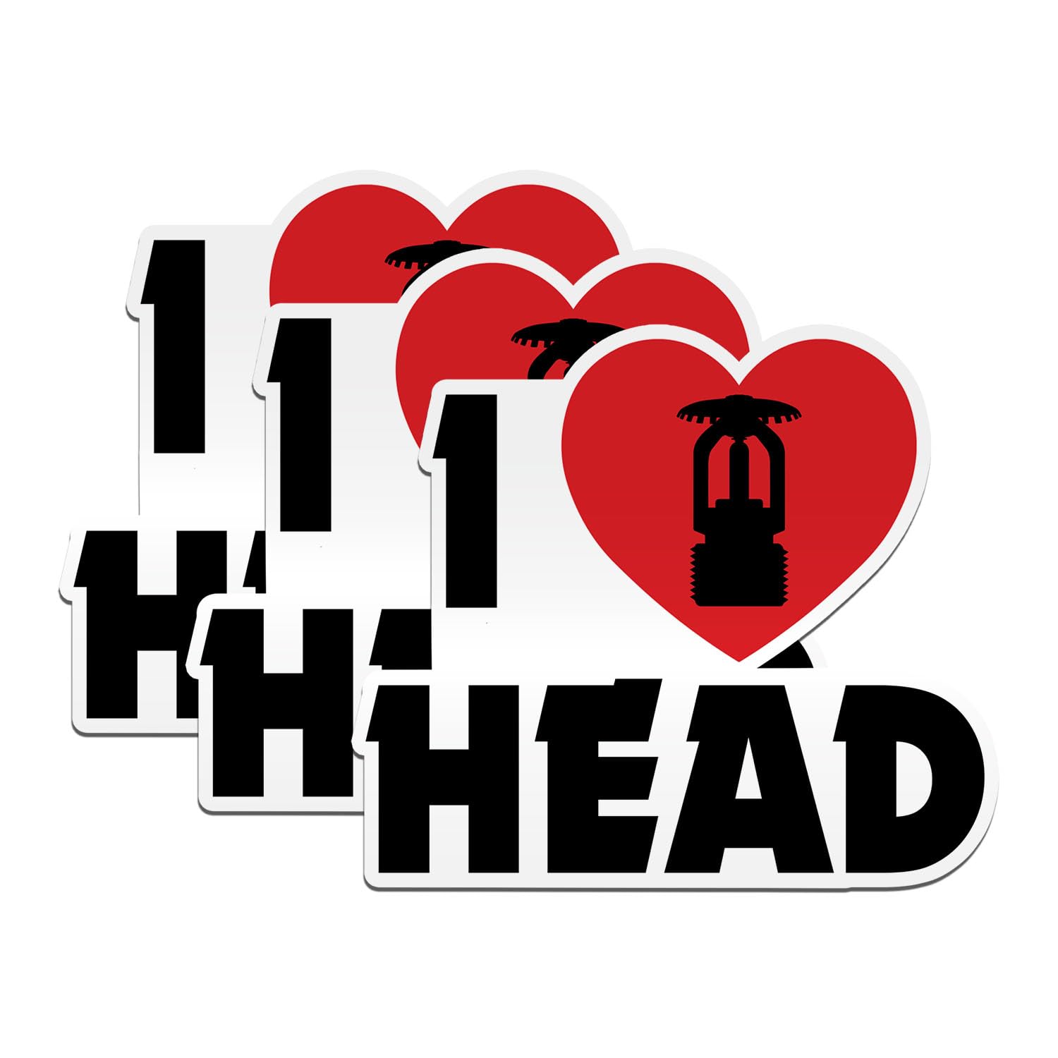 Stickers I Love Head Sprinkler en vinyle résistant à l'eau pour protéger et décorer vos objets
