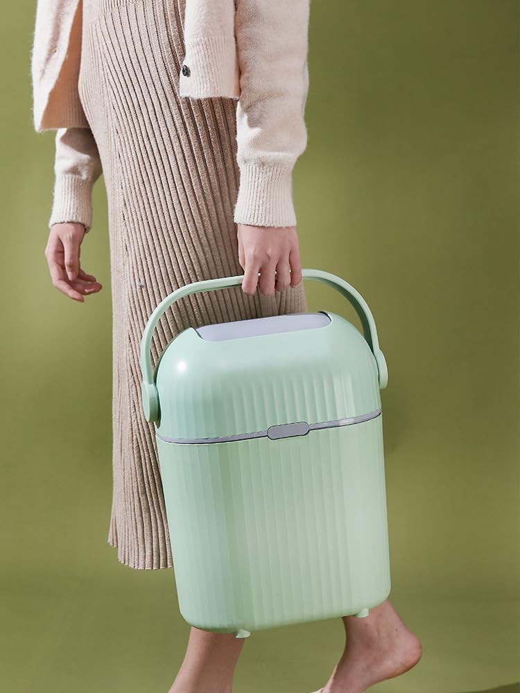 Household Sealed Deodorant Baby Diaper Plastic Trash can Bedroom Diaper Storage Bucket Office Bathroom Creative Trash can Diaper Pail Nappy Disposal Bin Light green