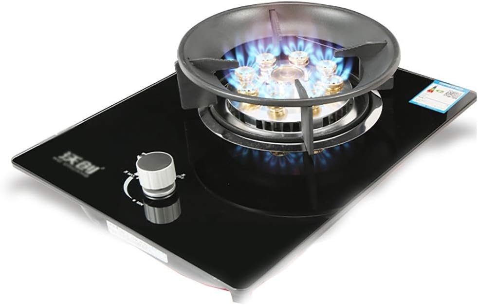 Desktop/Embedded Gas Stove,Black Tempered Glass Natural Gas/Liquefied Gas Cooktop 4.2Kw(C Liquefied gas) (H Natural gas)