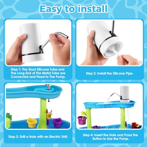 Image of Water Table Pump, Cordless & Rechargeable Water Pump for Kids, Water Table Pump for Step 2 Fun Summer Outdoor Water Toys Accessories for Toddlers Kids (White)