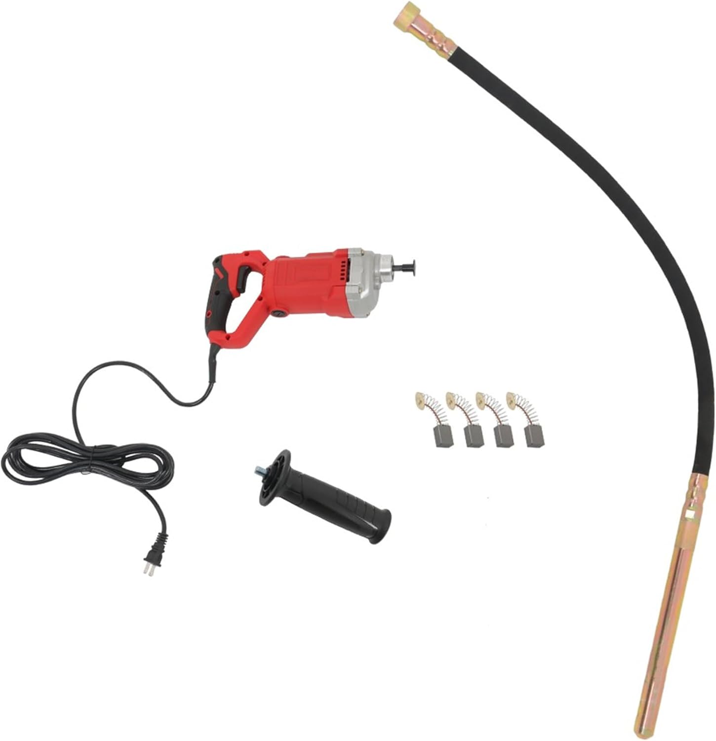 kimllier 1500W Concrete Vibrator 4.92 Feet Long Shaft Red Concrete Vibrator Hand Held Concrete Vibrating Tool