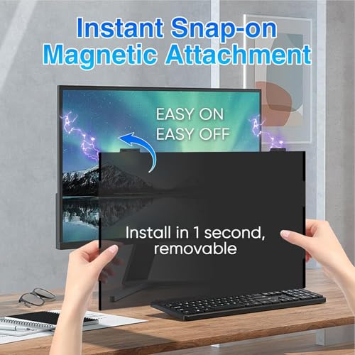 Image of Magnetic 23.8 Inch Computer Privacy Screen Shield, Privacy Screen Filter for Frameless Monitor Widescreen 16:9 Aspect Ratio, Blue Light Protector, Anti-Spy & Anti-Scratch, Black