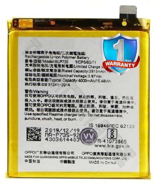 Image of Original BLP735 Battery for Oppo Reno 2F 2Z PCKM70, PCKT00, PCKM00, CPH1945, CPH1951, PCKM80 Battery with 1 Year Warranty***(P0028)
