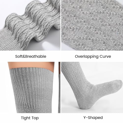 Image of Pleneal Thigh High Socks Womens Over Knee High Boot Socks Knit Leg Warmers