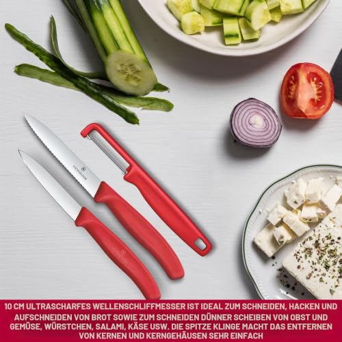 Victorinox Swiss Classic Gemüsemesser Set mit Sparschäler, 3-tlg., Rot – Ansicht 5