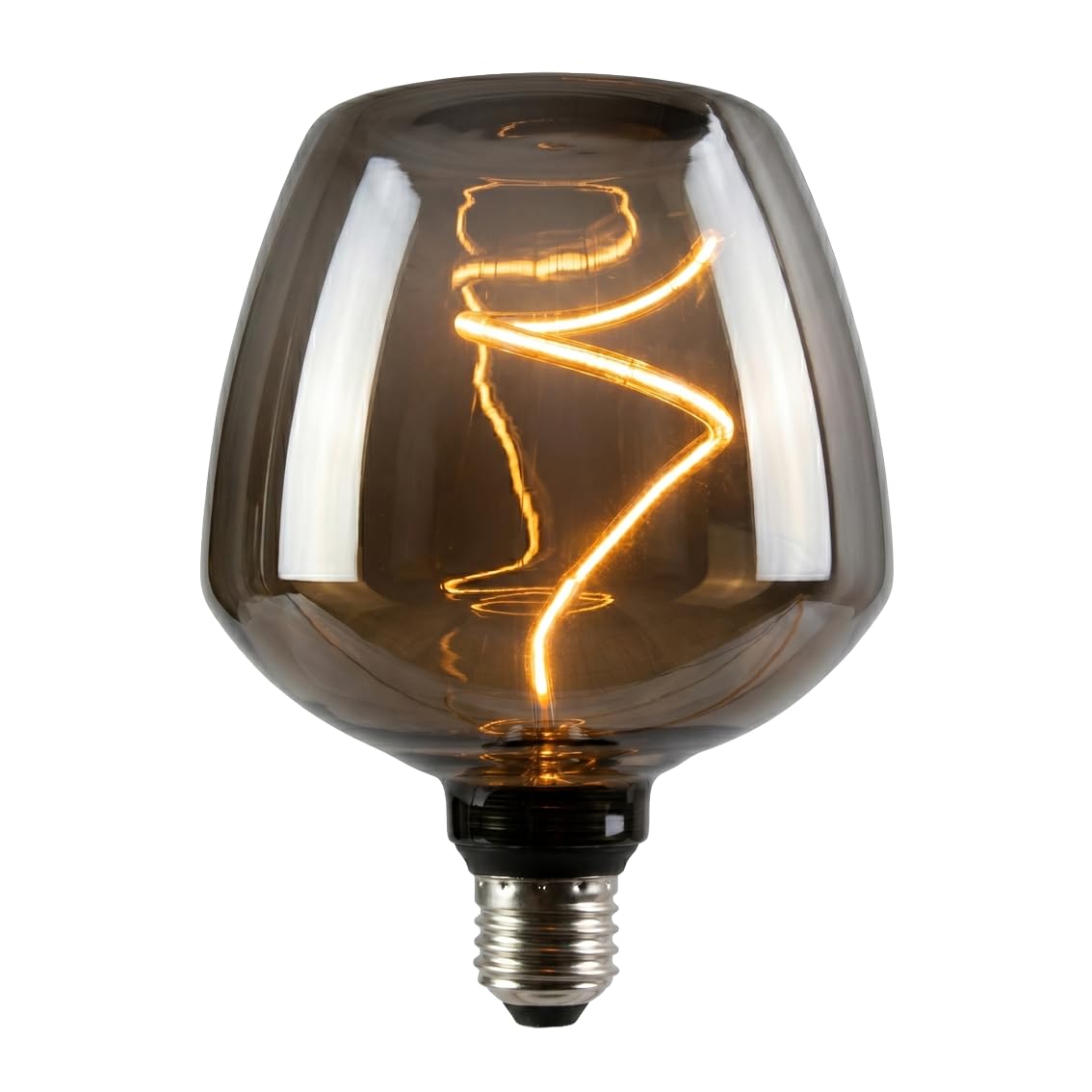 LUXULA E27 LED Vintage Glühbirne XL Leuchtmittel, Weinglas Smoke, 4 Stück | Retro Glühbirne E27, Filament Leuchtmittel dimmbar, Vintage Deko Lampe, 4W, 200lm, 1800K warmweiß, Smoke Glas, Ø123x163mm