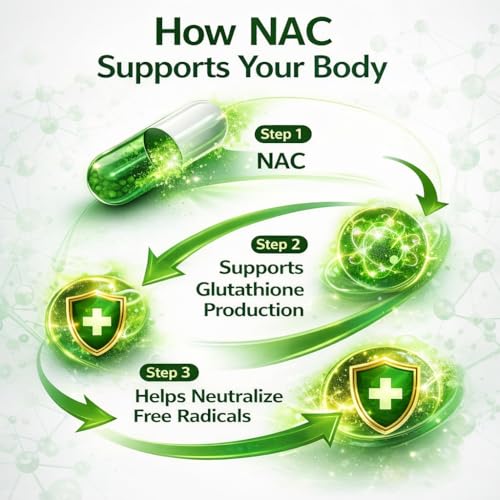 Image of HXN NAC Supplement, N-acetyl-cysteine, Glutathione for lungs Detox, with Vitamin C Tablet, (99% NAC Supplement) Support Immunity, Respiratory Health Supplements 60 Tablets