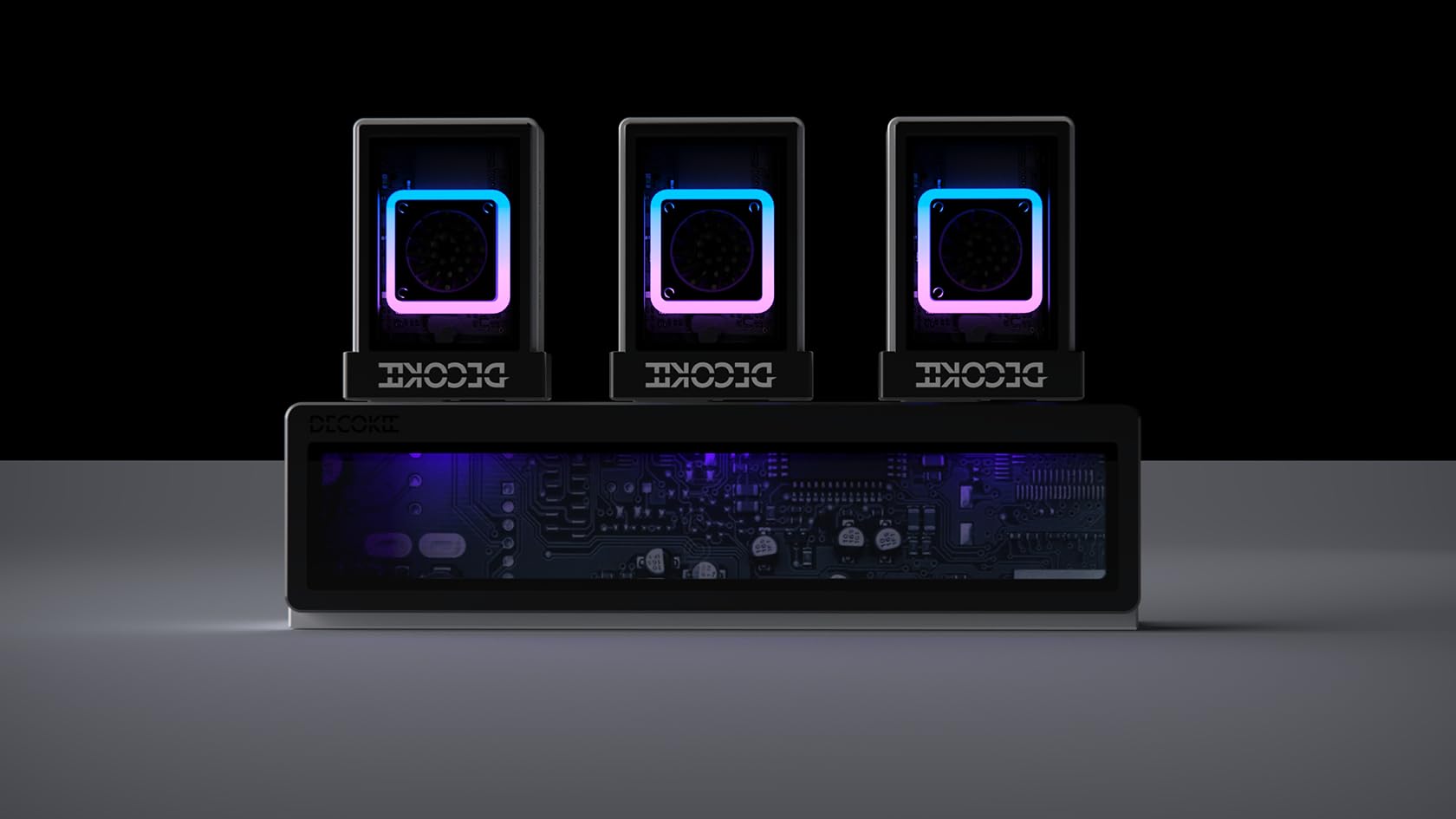 Hub USB-C avec LED RVB, 3 x Type-C (avec USB 3.2 Gen2) et 1 x ports de type A (avec USB 3.0), vitesse de transfert de 10 Gbit/s (noir)