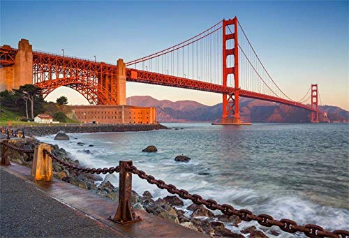 SZZWY 7x5ft Golden Gate Bridge Backdrop River Mountains Sunset San Francisco California Tourist