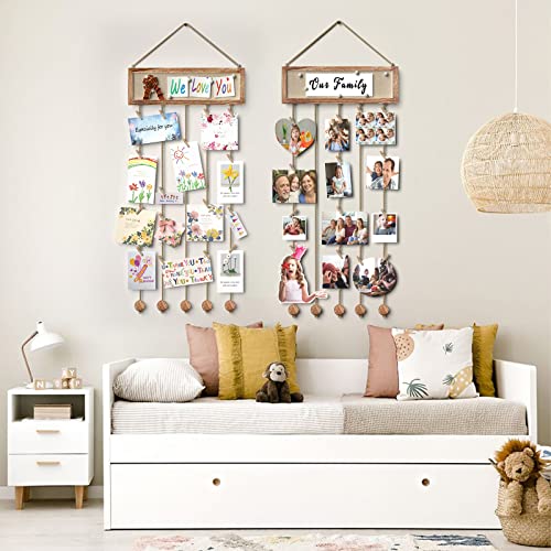 Bikoney Picture Frames Collage Wall Decor Hanging Photo Display Multi Pictures Organizer With Wood Bulletin Board Photo Board 30 Clips And 6 Pushpins For Room (Carbonized Black) #TOP2