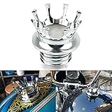  Motorrad Tankdeckel Kraftstofftank Öldeckel Crown Style Universal Für Harley Sportster XL 1200 883 48 Dyna Touring Road King Softail Freewheeler FLRT FLST Silber