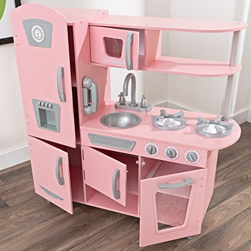 Kidkraft Vintage Wooden Play Kitchen With Pretend Ice Maker And Play Phone, Pink, Gift For Ages 3+ #TOP2