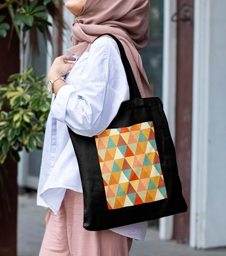 Image of ZORI Black Tote Bag With Pocket Printed Designed Canvas Tote Bags For Women large capacity,Tote bag For Shopping, College, Travel, More Canvas Handbag For Unisex Bag