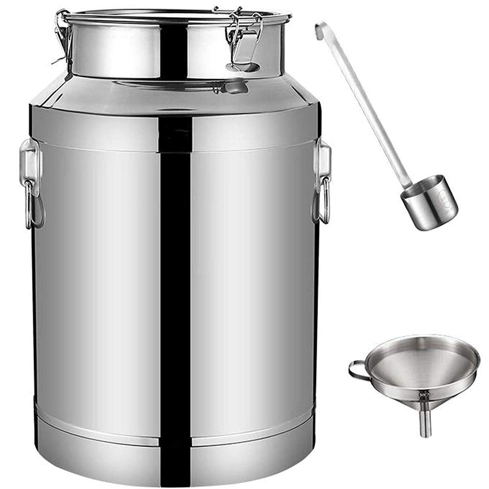 SaryEdge Milk Can Pail Bucket Tote Jug Stainless Steel Fermenters Barrel with Sealed Lid Heavy Duty Oil Barrel Tea Canister Storage Pot,64L,76L,76L