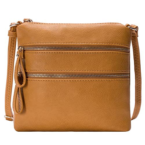 Image of Solene Small Multi Zipper Pocket Crossbody Bag with Adjustable Strap, Lightweight Travel Purse, Daily Small Messenger Pouch