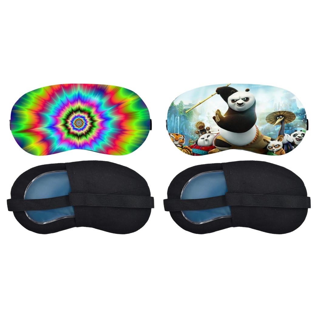 Aoxeria Rainbow Tie-Dye Spiral, Kung Fu Panda Sleeping Mask Combo, Soft Comfortable Light-Blocking Eye Cover for Women, Men & Kids, Reusable Blindfold for Night Sleep, Nap, Travel (Pack of 2)-image-12