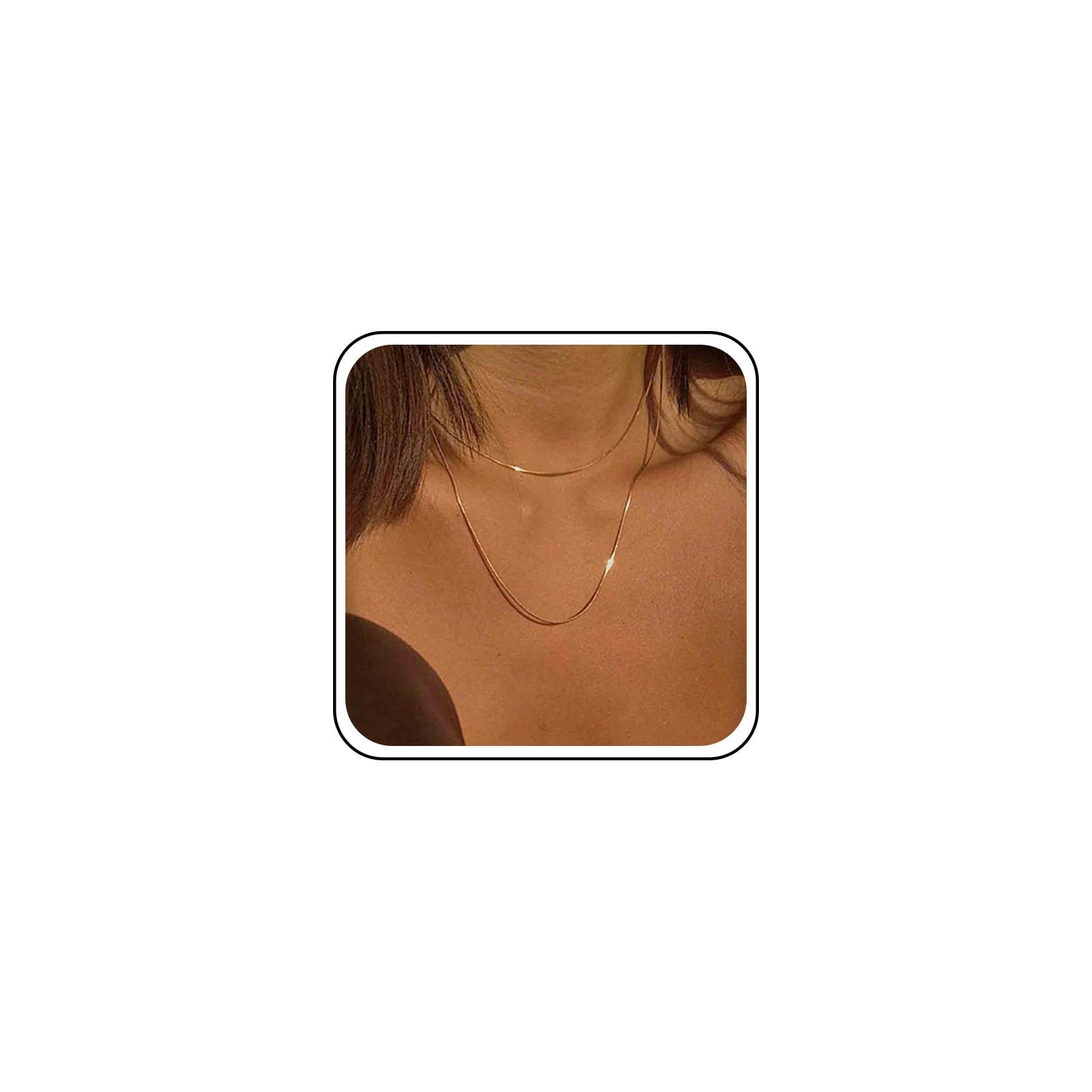 Erimberate Bohemian Layered Snake Chain Necklace Snake Bone Necklace Choker Flat Snake Collar Choker Necklace Gold Thin Necklace Jewelry for Women