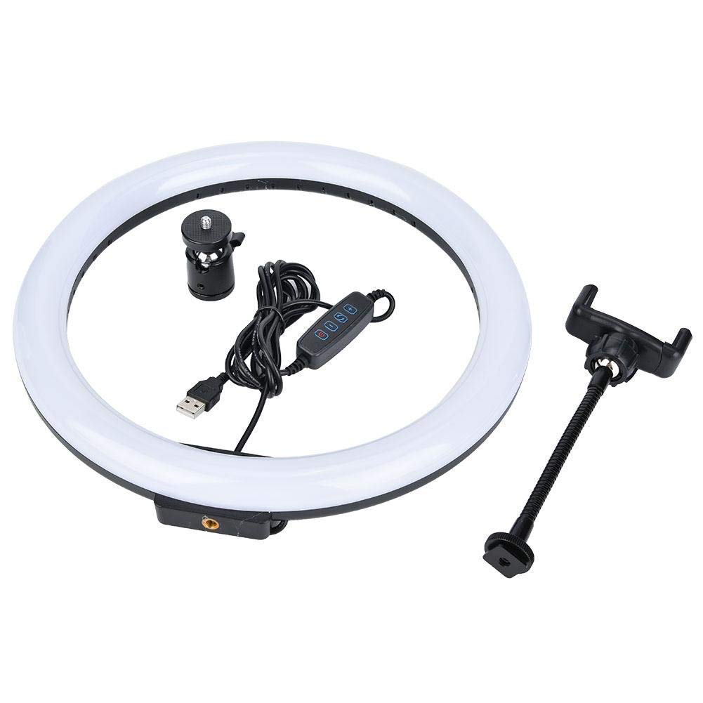 LED Ring Light with Stand, TPD668 12W 12 Inch 160LED 3-Colors Dimmable Ring Light, 3200K-5600K for Makeup with Ball Head Phone Clip LMMS