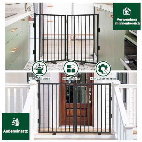 Snagle Paw Vollmetall Freistehend Absperrgitter,für den Innenbereich Hundegitter mit Bodenschonenden Stützfüßen,Treppengitter für Hund 102x61cm(BxH) Faltbares Schutzgitter für Treppen,Flure und Türen