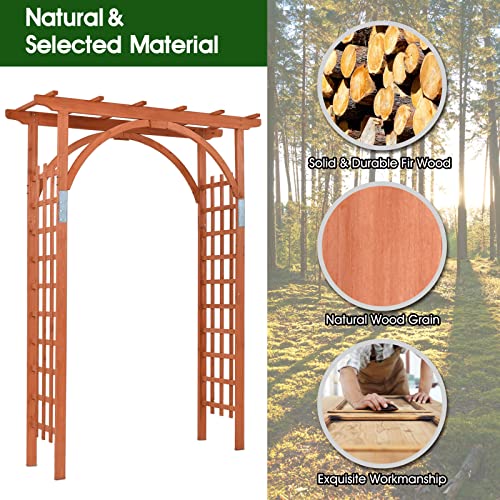 Giantex 85Inch Wooden Garden Arch Wedding Arch For Ceremony, Garden Arbor Trellis For Climbing Plants Vines, Easy Assembly, Outdoor Flower Arches Wedding Arbor For Bridal Party #TOP7