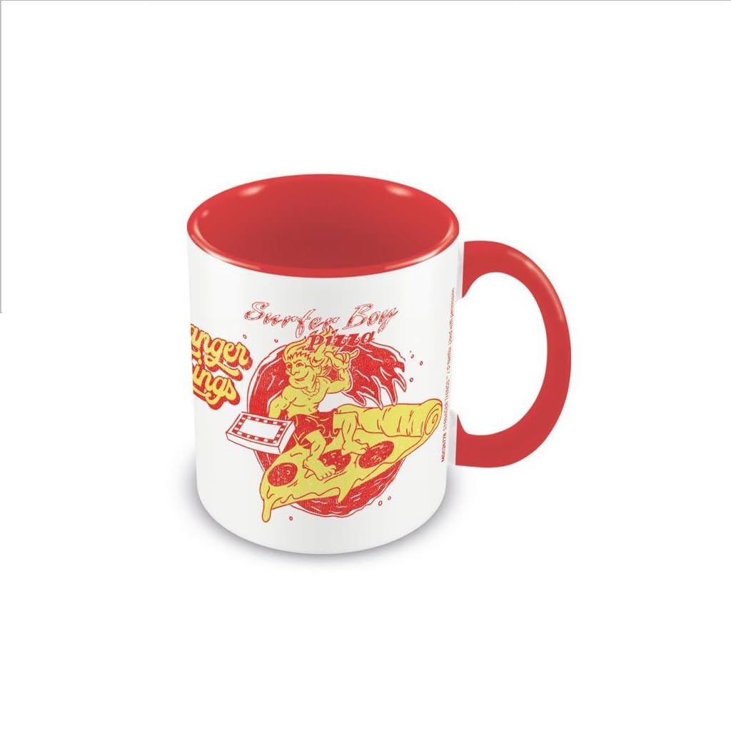 Pyramid International Stranger Things 4 (Surfer Boy Pizza) Red Coloured Inner Mug - 10Oz / 315Ml Ceramic Mug - One Size