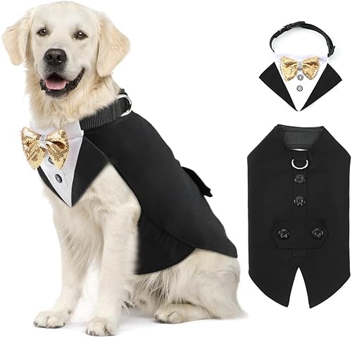 EMUST Esmoquin para perros, disfraz formal de perro para boda, Halloween, Navidad, trajes de perro totalmente forrados para perros grandes con