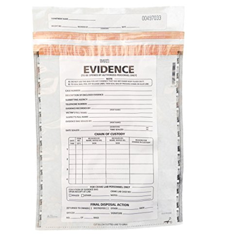 Crime Scene Medium Plastic Evidence Bag - 10 x 13 inches Pack of 100