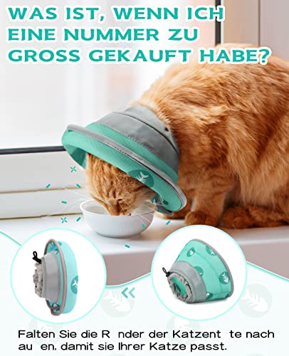 Supet Halskrause Katze,Einstellbarer Halskrause Katze Halsband,Wiederherstellung Halsband Weich Kragen Cone Nach Operation und Verletzungen für Welpen,Hunde und Katzen (Grün, S)