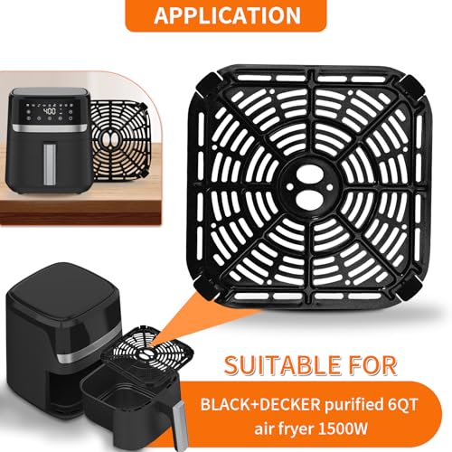 GWY Air fryer Accessories for BLACK+DECKER Purify 6QT Air Fryer, 8’’×8’’Food Grade Air Fryer Grill Pan Grill Plate Crisper Plate Replacement Parts Tray Rack