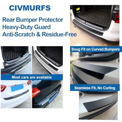 Image of Rear Bumper Protector for SUV /Truck, 35.4 inchx2.7 inchUniversal Matte Black Guard - Carbon Fiber Textured Anti-Scratch, High-Adhesion Easy Install Trunk Lip Cover