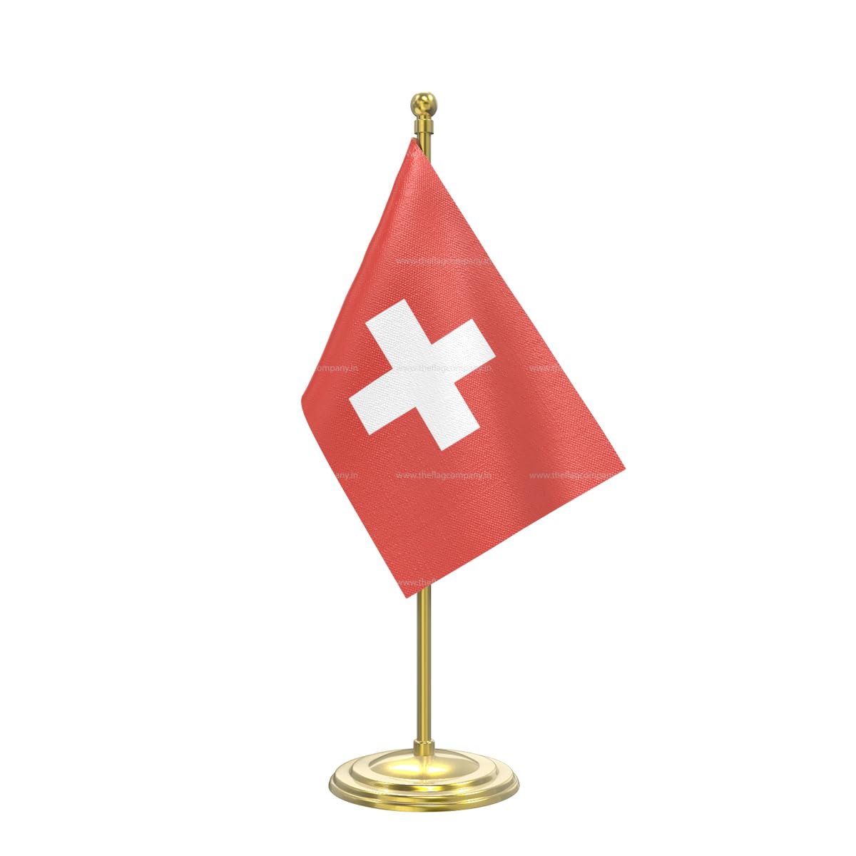 The Flag Company Gold Acrylic Pole with Round Base | Desk Flag for Office, Reception & Home Décor (Switzerland)