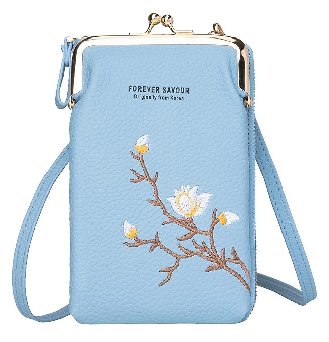 Faux Leather Sling Bag for Women - Small Cross-Body Bags for Mobile, Cell Phone, Cash & Card - Girls Hand Purse Pouch Zipper Sling Shoulder Bag- Light Blue-image-30