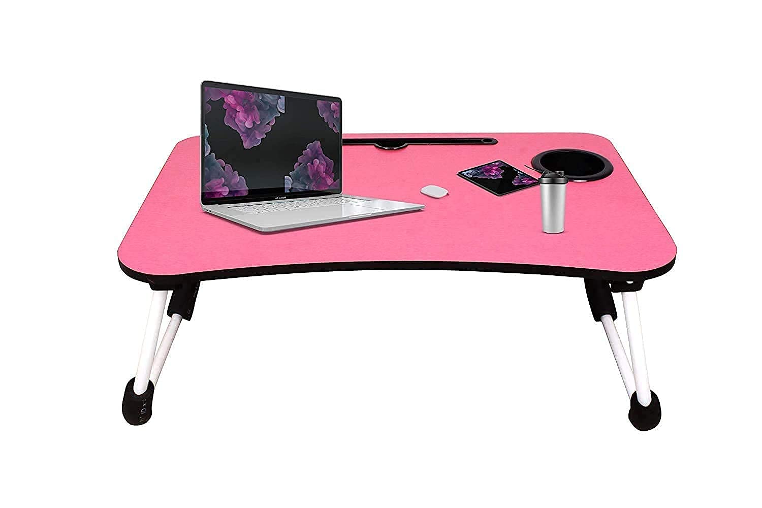 White Apple White Lion Smart Standard Multi-Purpose Laptop Table with Dock Stand/Study Table/Bed Table/Foldable and Portable/Ergonomic & Rounded Edges/Non-Slip Legs/Engineered (Pink Table) (B09C3R1W2N) Amazon Price History, Amazon Price Tracker