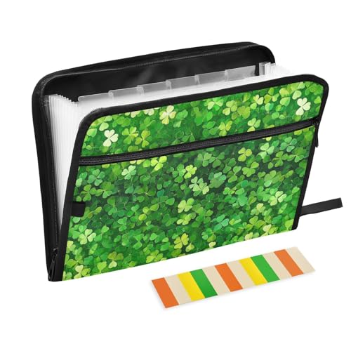 KLL Aktenordner, Organizer, Papier-Organizer, Ordner, Kunststoff, Akkordeon-Aktenordner und Aufbewahrung mit Reißverschluss für taktische, St. Patrick's Day Lush Clover
