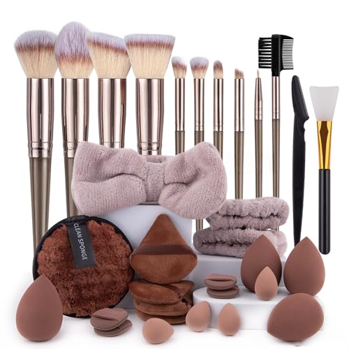 LHLXZQ Brocha de Maquillaje Profesional Avanzada, 32 Piezas Juego de Brochas de Maquillaje Profesional Avanzado para Rostro y Ojos Blush Foundation Concealer Powder#2