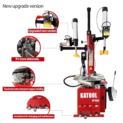 Image of KATOOL 2.0HP Tire Changer Bead Blaster Wheel Balancer Machine Combo KT-T830+KT-B700 Tire Changer Machine Tire Machine, Outside clamp 12-24 inch Inside clamp14-26 inch with φ8 Inch Cylinder