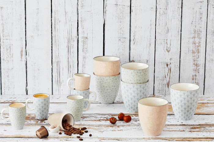 BJORN Service de Table Complet en Porcelaine Émaillée – Collection PATTERN Pastel – Vaisselle Dépareillée pour 6 Personnes, Assiettes et Arts de la Table