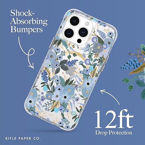 Rifle Paper Co. iPhone 15 Pro Max Case [Compatible with MagSafe] [12ft Drop Protection] Cute iPhone Case 6.7" with Floral Pattern, Anti-Scratch Tech, Shockproof Material, Slim Fit - Garden Party Blue by Case-Mate - Image 3