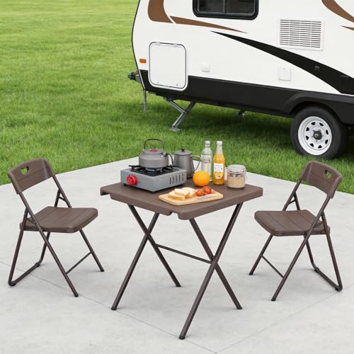 FurniEdge Folding Table 2 Pack, Portable Square Foldable Table No Assembly, Heavy Duty Steel Frame Indoor Outdoor Camping Patio Table, Picnic Card Table for Backyard, RV, Small Spaces by FurniEdge - Image 9