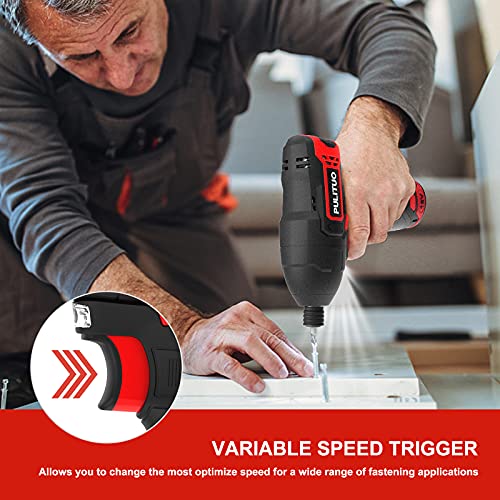 Pulituo Cordless Impact Driver Kit, 1/4" Hex Power Impact Drill With 2.0Ah/ 12V Li-Ion Battery, 1-Hour Fast Charger, 0-2800Rpm Variable Speed, Screwdriver Bits Set & Tool Bag #TOP3