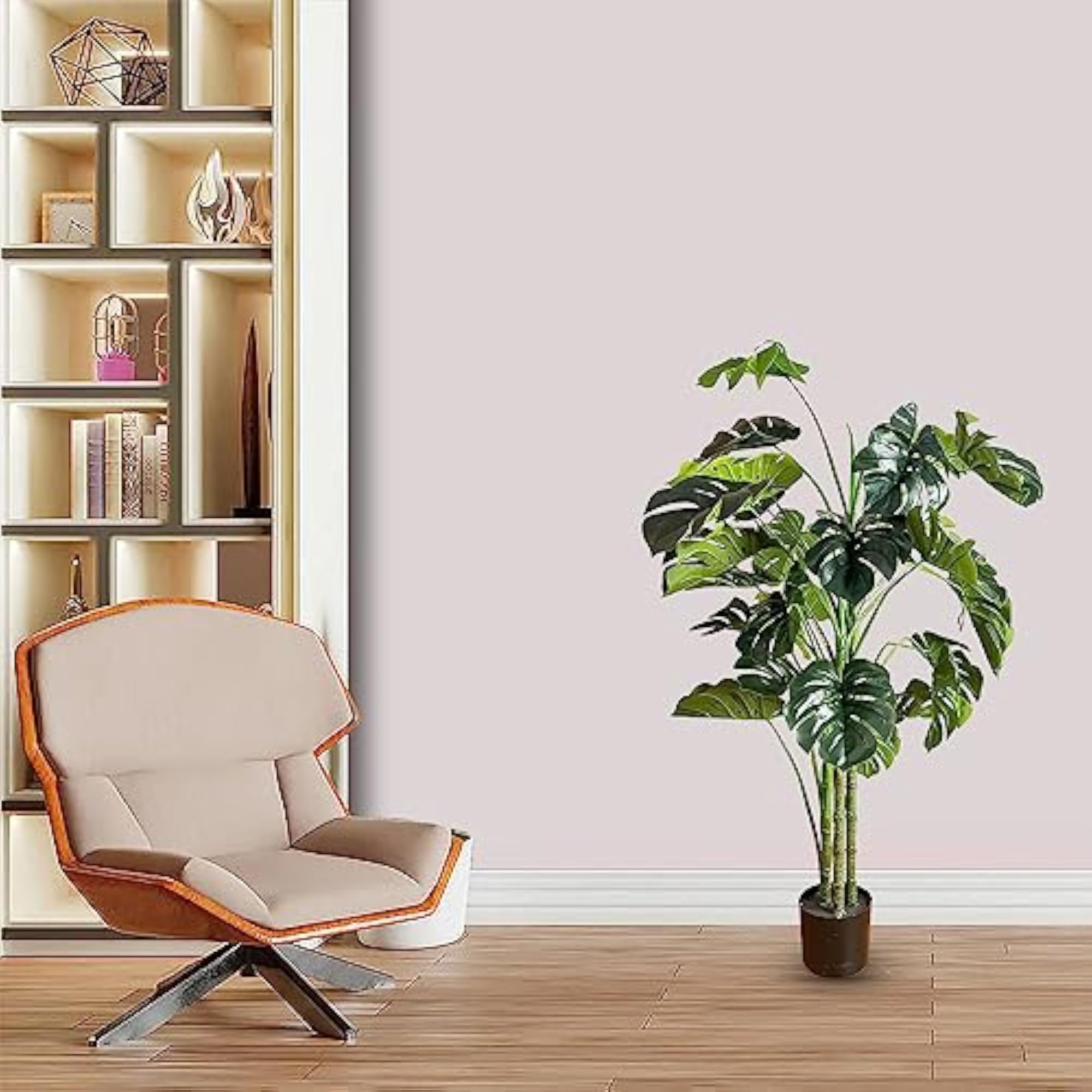 Monstera Artificial Palm Tree, 4 Feet Indoor Decor